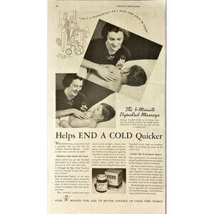Vicks VapoRub "Helps END a COLD Quicker" Vintage Print Ad 1937